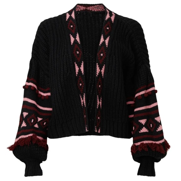 Sachin and Babi Landon Cardigan Womens Small Aztec Puff Bubble Sleeve - Picture 10 of 10